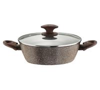 Poêle Kochtopf de 26 cm avec revêtement antiadhésif, effet pierre, couvercle en verre, compatible induction
