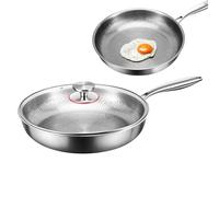 Poêle martelée en titane | Poêle à frire avec couvercle - Batterie de cuisine à chauffage uniforme - Poêle multifonction pour restaurant, cuisine, fabrication de crêpes