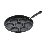 Poêle multi-puits en fonte avec 7 puits conçue pour la cuisson des crêpes au gaz, électrique, plaque à induction et four, livrée avec recette de crêpes