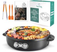 Poêle multifonction hotpot avec grill de barbecue coréen - Appareil électrique 2-en-1 : fondue et barbecue sans fumée, 220V, 2200W