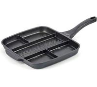 Poêle multifonction Ibzoa® avec 5 compartiments – en aluminium, antiadhésive, compatible avec les plaques à induction et tous types de plaques de cuisson, lavable au lave-vaisselle, jusqu'à 200°C