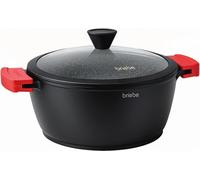 Poêle noire en titane Briebe, compatible induction - Revêtement antiadhésif en titane - Poêle à rôtir de 28 cm en aluminium moulé - Sans
