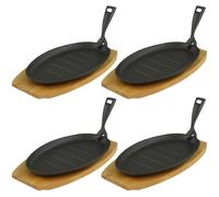 Poêle ovale avec manche de service, 27,5 x 17,5 x 2 cm, en fonte, lot de 4 pièces
