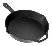 Poêle plate en fonte-YASH- 26 cm - Idéale pour saisir les steaks, griller les viandes - Cuisson intérieure et extérieure