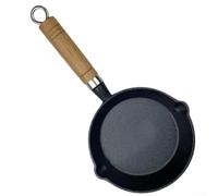 Poêle Portable 10cm pour au Plat Extérieur Poêle Portable 10cm | Fonte pour brute pour durable, manche pour bois naturel, anti-adhésif naturel, 10cm diamètre, parfait œufs(15CM)