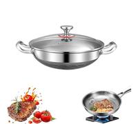 Poêle Pro martelée en titane avec couvercle, 2026 ultra-durable résistante aux rayures, antiadhésive Titanium Nutri Pan pour la cuisson (34 cm)