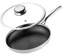 Poêle professionnelle en céramique Kanso 24 cm avec couvercle Nid d'abeille Pour induction Pour gaz Acier inoxydable