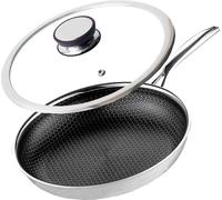 Poêle professionnelle en céramique Kanso 28 cm avec couvercle Nid d'abeille Pour induction Pour gaz Acier inoxydable
