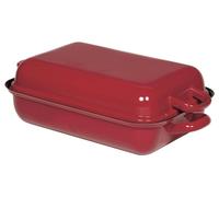 Poêle RIESS en acier émaillé, dimensions 43,5 x 25,6 x 13,1 cm, couleur rouge