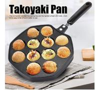 Poêle Takoyaki à 12 cavités, mini poêle à crêpes en aluminium poêle à crêpes à fond plat Pots à œufs de Hambourg antiadhésifs