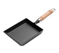 Poêle Tamagoyaki en acier inoxydable de style japonais avec revêtement anti-adhésif pour faire des omelettes et des œufs sur des cuisinières à gaz ou à induction Noir Longueur 18 cm