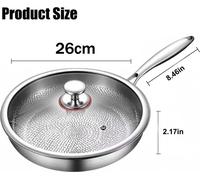 Poêle Titan 26 cm - Poêle antiadhésive - Pure titane - Non revêtue - Structure en écailles de poisson martelée - Ustensiles de cuisine en alliage de titane