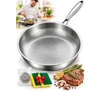 Poele Titanox en Titane Martelé avec Poignée Amovible, Poêle Antiadhésive Résistante aux Rayures, Compatible Induction, Gaz, Four et Vitrocéramique (Sans Couvercle, 24CM)