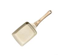 Poêle traditionnelle japonaise Tamagoyaki antiadhésive en aluminium léger avec poignée en bois pour la préparation quotidienne des omelettes (beige)