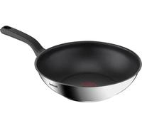 Poêle wok à induction Comfort Max en acier inoxydable, revêtement antiadhésif, 28 cm, argent, poêle wok à induction