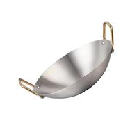 Poêle wok en acier inoxydable pour rôtir en remuant avec répartition uniforme de la chaleur et double poignée, idéale pour la poêle de cuisine à la maison et au restaurant