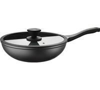 Poêle wok en aluminium PINTINOX PRO, diamètre max. 30 cm, aluminium, compatible avec les cuisinières à induction, revêtement antiadhésif, couvercle inclus