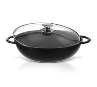 Orion | Poêle - Poêle wok - Ø 32 cm - Noir - Antiadhésif - Avec couvercle en verre - Adapté à l'induction