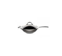 Lagostina Accademia Lagofusion Wok + Couvercle Acier Inox 18/10 Ø 30 Cm, 5 L, Poêle Induction, Gaz et Four jusqu'à 250 °C, Extérieur Poli, Intérieur Satiné, Poignée Rivetée, Fond 5 Couches