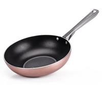 Poêle wok Moneta en or rose et diamant, diamètre max. 28 cm, en aluminium, compatible avec les plaques à induction, revêtement antiadhésif