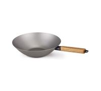Poêle wok - Nomad - 31 cm - Acier carbone - Poignée en bois d'acacia - Anti-adhérence naturelle
