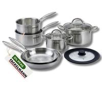 Poêles à Frire 20 28 cm, Casseroles 14 18 cm, Faitouts 20 24 cm inox 18/10 Triply et Couvercle Fackelmann Vita3