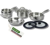 Poêles à Frire 24 cm, Casseroles 14 et 18 cm, Faitout 20 cm, Sauteuse 24 cm inox 18/10 Triply et 2 couvercles Fackelmann Vita3