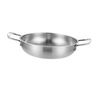 Poêles à Frire à Poignée Double Boucle, Poêle épaisse en Acier Inoxydable pour les Dîners de Famille et les événements de Carnaval (SILVER)