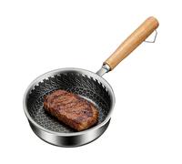Poêles à frire antiadhésives avec poignée en bois, petites poêles en acier inoxydable pour pâtisseries, poisson, porc, poulet, maison, hôtel, restaurant, cantine, petit déjeuner