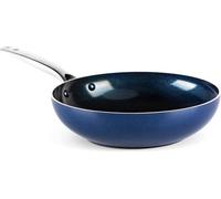 Poêles à induction de 28 cm avec revêtement diamanté, sans PFAS, résistantes à l'eau et à la chaleur, bleues