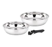 Lot de 2 poêles inox 24 et 28 cm + poignée - Baumalu - 341960 - comete