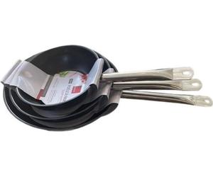 Poêles BAUMALU Gastronomie, Lot de 3, 20 cm, 24 cm, 28 cm, Acier inoxydable