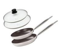 Set de 2 Poêles 28 et 32 cm céramique sans et 2 couvercles Bistro Line Elo