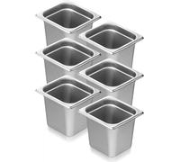 Poêles d'hôtel Récipients Gastronorm en acier inoxydable - Lot de 6 - 1/6 taille 178x168x160mm - Ustensiles de cuisine de haute qualité pour la restauration et le catering