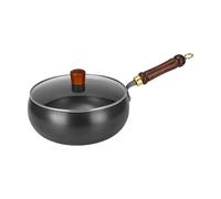 Poêles En Fer Pour Cuisson | Poêle Sautoir avec Revêtement Antiadhésif et Couvercle - Ustensile de Cuisson Sans Revêtement à Ventre Large pour la Cuisinière pour Frire, Sauter, Cuire Œufs, Poisson,