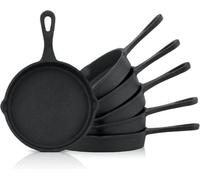 Poêles en fonte - Mini-poêles - Pour des repas conviviaux - Prêtes à l'emploi - Lot de 6 - Noires
