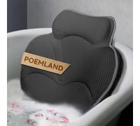 Poemland Coussins de bain pour baignoire - Coussin de baignoire de luxe pour tête et cou, doux pour baignoire, séchage rapide, aspiration antidérapante, maille respirante - Gris