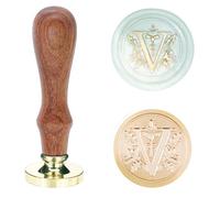 Poemluve Timbre de Sceau de Cire Initiales V Cachet de Cire 25mm Alphabet Tampon de Cire Retro pour les Invitations, Enveloppes, Faire-Parts de Mariage/Naissance, Cadeaux