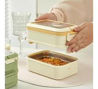 POENVFPO Boîte à Lunch Isotherme en Acier Inoxydable avec un Design à la Mode et une Isolation Efficace pour les Enfants et les étudiants 500 G (Blanc crème)