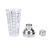 POENVFPO Cocktail Shaker avec Passoire 14oz Verre | Verre durable, Couvercle anti-fuite en acier inoxydable, Facile à utiliser, Mesures à double échelle, Convient pour la