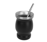POENVFPO Gourde en Acier Inoxydable, Tasse à thé, Double Paroi, Isolée, pour café, thé, Vin, 8oz, avec Cuillère, Brosse à Paille (230ml)