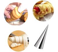 POENVFPO Moules en Corne de Crème en Acier Inoxydable 10 Pièces Cônes de Cuisson 14 X 3,8 Cm Formes de Corne de Crème pour la Pâtisserie Cannoli Dessert Cuisson pour les Boulangers à Domicile et la