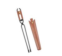 POENVFPO Pinces à Charbon en Acier au Carbone, Poignée en Cuir à Poignée | Pince à Bois de Chauffage Anticorrosion avec Charge à Ressort, Résistante à la Chaleur pour Feu de Camp, Poêle, Barbecue,
