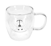 POENVFPO Tasse à Eau Tasse en Verre en Forme d'ours en Verre à Double Paroi à Haute Teneur en Borosilicate 250 Ml avec Poignée à thé Isolée au Lait pour le Bureau à Domicile (clair)