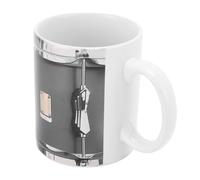 POENVFPO Tasse de Tambour en Céramique Vintage 11oz, Tasse à café Drôle de Joueur de Tambour pour les Musiciens et les Amateurs de Musique (WHITE)