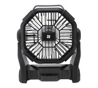 POENVFPO Ventilateur de Camping en Plein Air, Portable, Efficace, Rechargeable par USB, pour Tente, avec Lanterne LED, Idéal pour la Randonnée (BLACK)