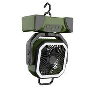 POENVFPO Ventilateur de Camping Portable, Ventilateur Brumisateur avec Télécommande, Angle Réglable à 90 Degrés, Batterie 20 000 MAh, Charge 10 Heures, Fonction Minuterie, pour Activités (GREEN)