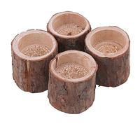 POFET Lot de 4 bougeoirs en bois de pin naturel 5 x 5 x 5 cm