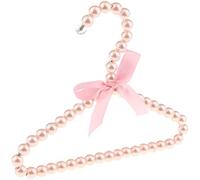 POFET Lot de 5 cintres en perles synthétiques pour enfants avec nœud en ruban, cintres pour enfants, petits nœuds de perles, rose