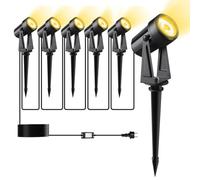 Pogestrand Spot LED Extérieur,20M/65FT Pack de 6 Projecteurs LED Paysagers avec Éclairage Warm White 3000K 27V pour Jardin & Étanche IP65 pour Extérieur